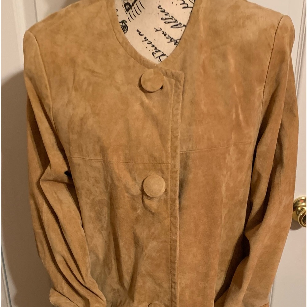 Suede, leather coat- golden yellow
